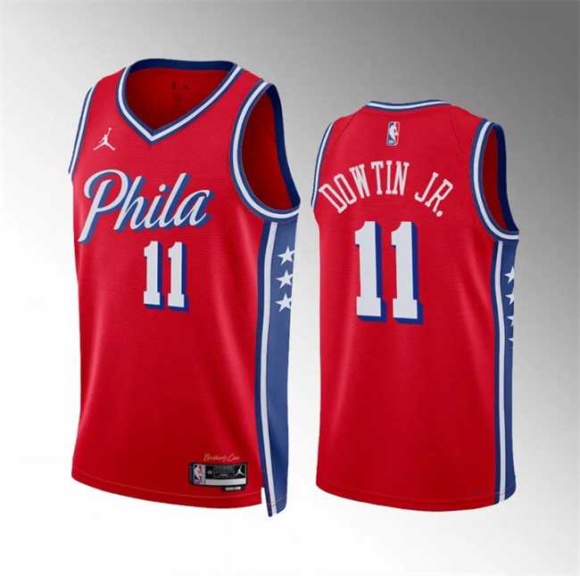 Men%27s Philadelphia 76ers #11 Jeff Dowtin Jr Red Statement Edition Stitched Jersey Dzhi